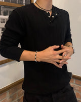コーデュロイスリムヘンリーネックロングスリーブj
