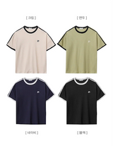 タニエンブロイダリーパターンワッフルトラックボクシーフィット半袖Tシャツ