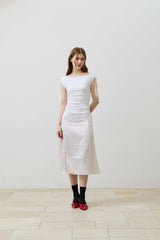 LILY OFF-SHOULDER SHIRRING TOP / WHITE