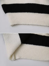 ボーダーふわふわスキッパー半袖ニット(3color)