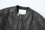  BIKER WASHING LEATHER JAKET L1 (GREY)