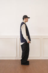 SLEEVELESS COTTON TEE (NAVY)