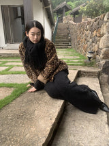 High-End Leopard Suede Fur Jacket