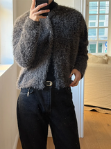 [Unisex] ヘアリークロップラウンドニットカーディガン(3color)