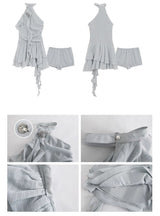 Sky Halterneck フリルドレスパンツ ツーピースセット