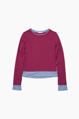 モダルツートーンレイヤード長袖Tシャツ