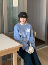 [unisex] ピデンヘアリーぼかしプリントオーバーニット