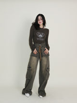 Kibet Heart Vintage Printed Long Sleeve T-Shirt