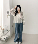 Poen puff string frilled blouse