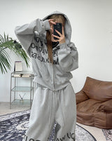 Freno Lettering Hooded Zip-Up