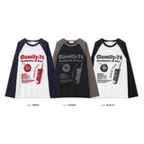 ラグランニットロングスリーブワッフルムードTシャツ