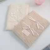 Fur RIbbon notebook pouch_beige
