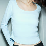 CベーシックUネックTシャツ_ライトブルー