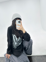 (LOVELY + HIP♥)レタリング長袖Tシャツ - 2カラー