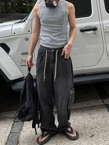 String Wide Cargo Denim PT