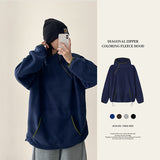  Faure diagonal zipper color scheme line overfit fleece hood