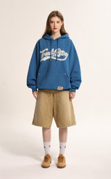 Crack Printed Logo Hood - Blue