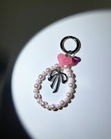 [YENA] Pink ribbon pearl keychain