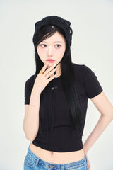 リボンロゴ刺繍半袖Tシャツ / ribbon LOGO embroidery H/S TEE