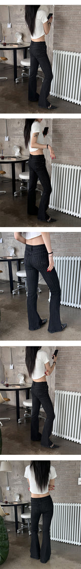 Stripe boots cut pants