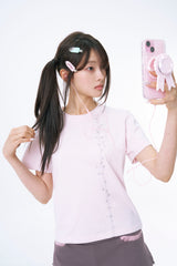 ドントビーブルーグリッターTシャツ (PALE PINK)