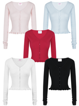 Pearl Button Frill Knit Cardi