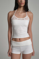 Caramel lace cami top, White