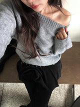 Luke One-Shoulder Boat Neck Loose Fit Knit