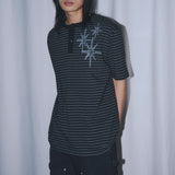 Untitled Starrynight Stripe Henley Neck Short Sleeve Black Charcoal