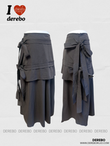 unbalanced side strap casual long skirt