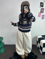 クリームテディシープファーロングパンツ🧸🤎🐑🖤3COLOR
