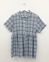 Weds check short-sleeve blouse (2color)