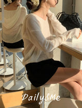 モヘアフードニット(3color)