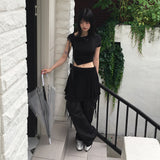 ルティリボンメッシュドレスシャーリングオフショルダーTシャツ