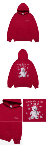 24FW SNOW BEAR HODDIE DARK RED