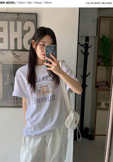オーシャンプリンティングルーズショートスリーブtシャツ