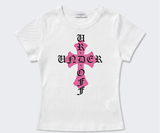ストレッチ コットン スリム ショートスリーブ Tシャツ クロス ホワイト