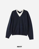 Inset Layered V-neck Knit