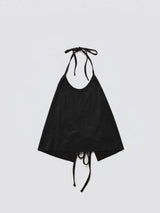 Halter-Tie Suede Apron_Black