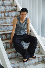 Reverse labeling sleeveless(Gray)