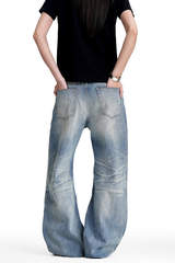 Distressed Bootcut Straight Leg Jeans
