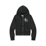SAHARA LEOPARD CROSS STRIPE RAGLAN HOOD ZIP-UP (2Color)