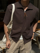 Summer bante collar short-sleeved cardigan