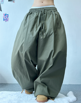 Y-D オーバーバルーンコットンパンツ🩶🖤💚 - 3 カラーズ