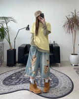 Arpa Damaged Bermuda Denim Pants
