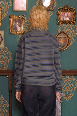 STRIPE LOGO KNIT POLO SHIRT / GREY