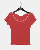 Delk Lace punching Puff Short Sleeve T-Shirt