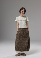 Camo Balloon Jersey Skirt (Khaki)