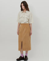 ORNAMENT PRINT CORDUROY SKIRT [BEIGE]