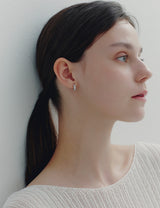 26SS★ Essence Heart Bezel Tennis One-Touch Earrings